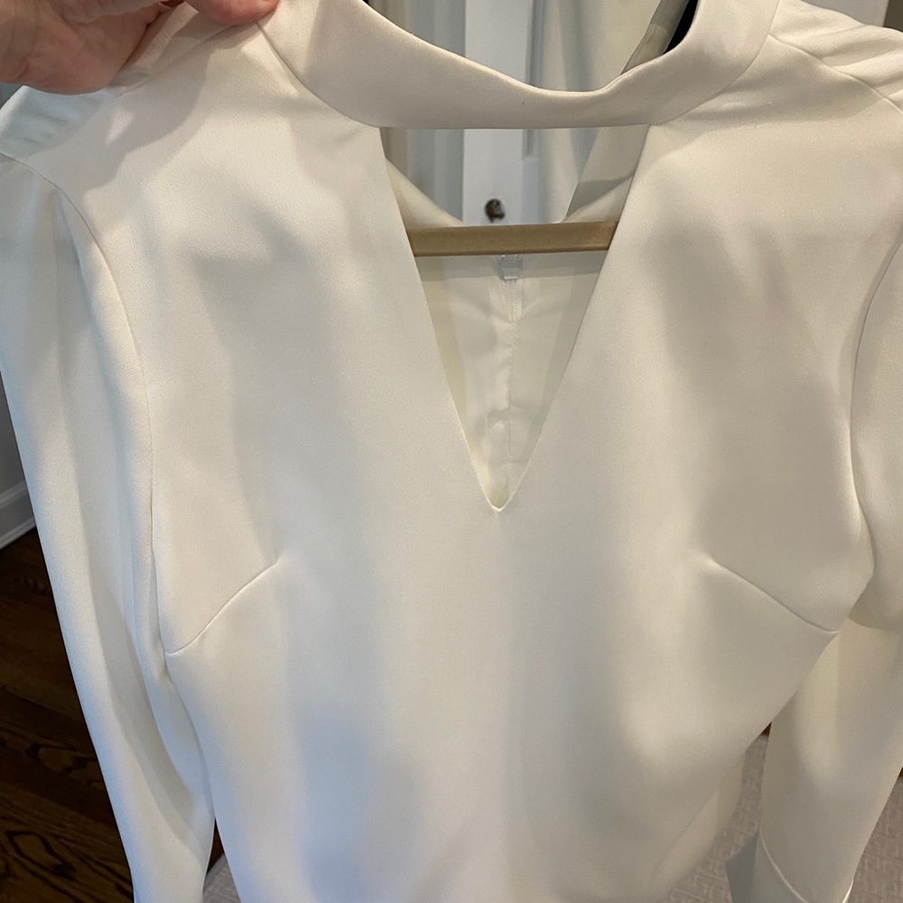 Intermix White Top With Button Neck - image 1